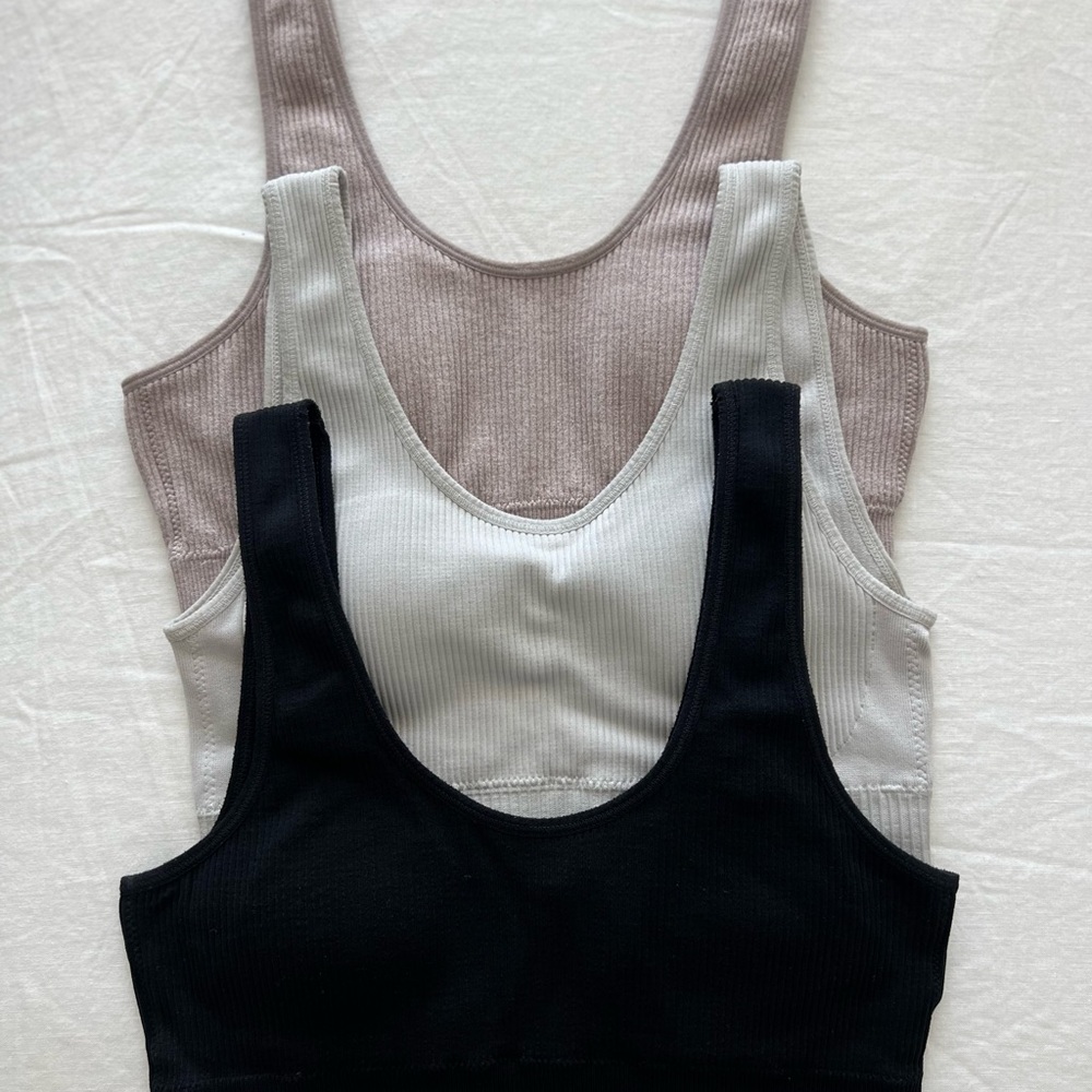 AERIE RIBBED KNIT Lightly Padded Real Good  BRALETTE Sz S - 3 pack